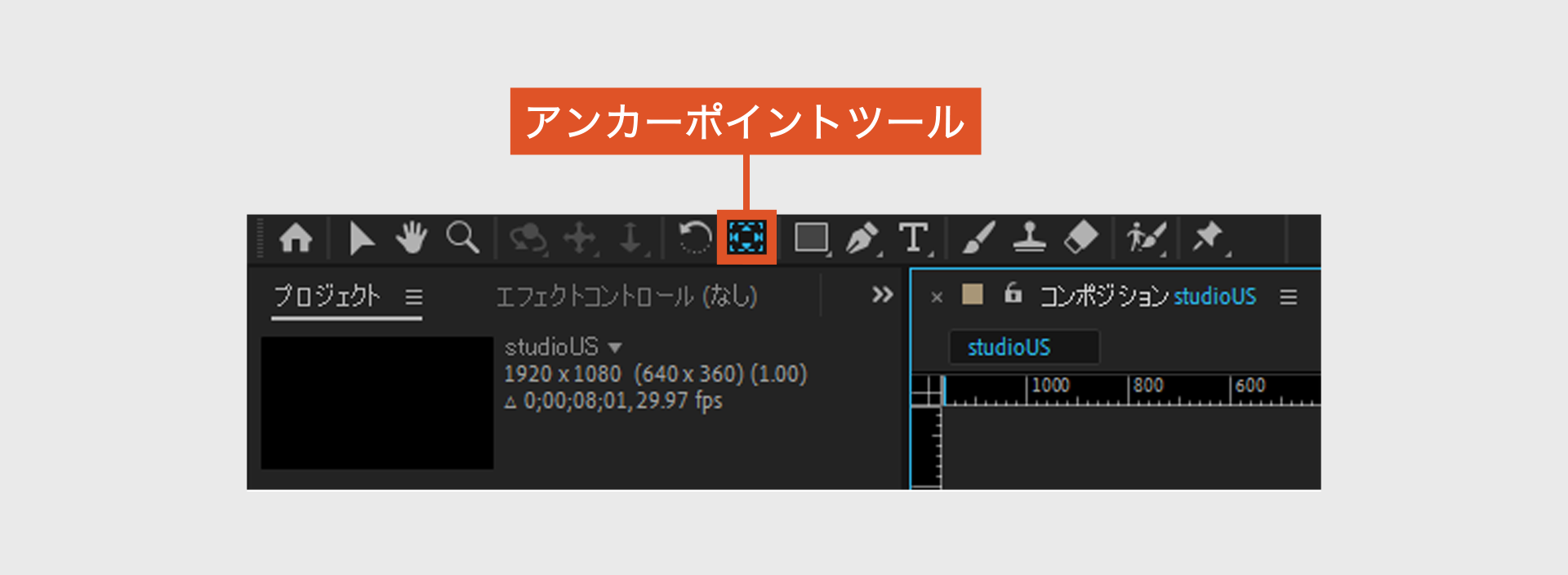 アンカーポイントツールの場所｜After Effects