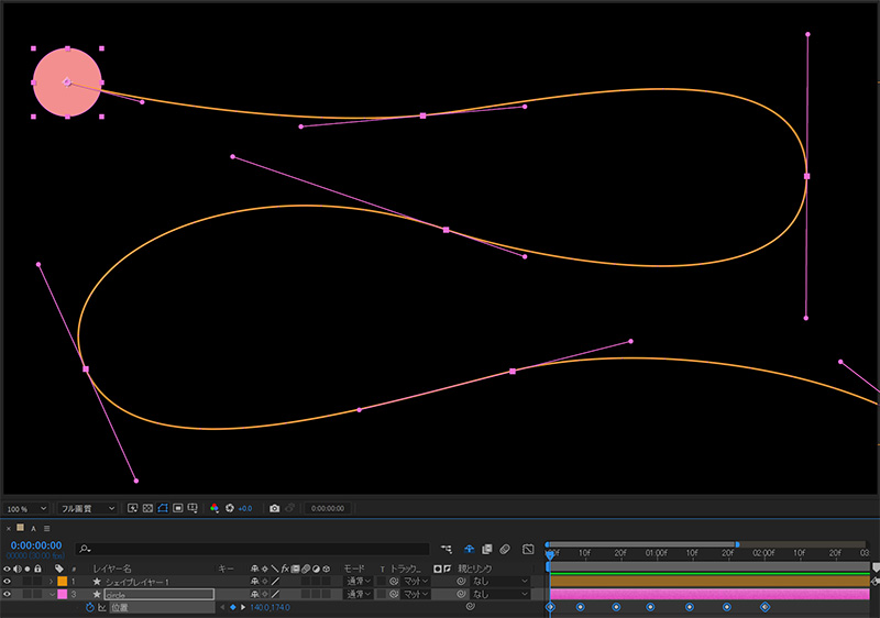 モーションパスとキーフレームが表示｜After Effects
