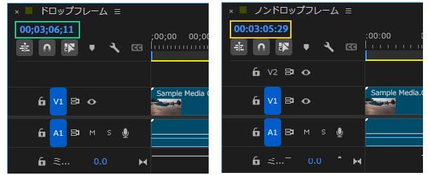 ドロップフレーム(Drop Frame)とノンドロップフレーム(Non-Drop Frame)の見分け方|Adobe Premiere