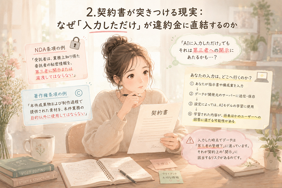 契約書が突きつける現実:なぜ「入力しただけ」が違約金に直結するのか|AIは本当に安全か?