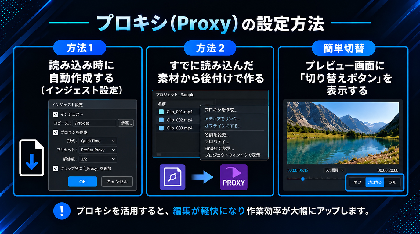 Premiere|プロキシ(Proxy)の設定方法
