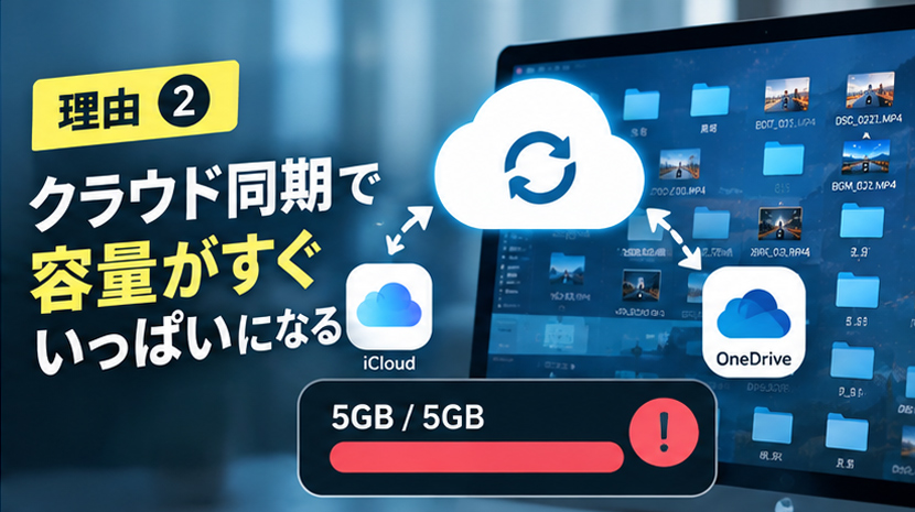 見出し|理由2 クラウド同期で容量がすぐいっぱいになる